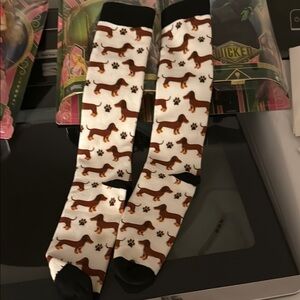 Dachshund Patterned Men's Socks - Black and White